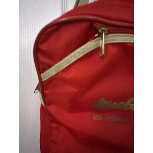 Vintage Red MacGregor Khaki Stripe Tennis Crossbody Bag EUC - Picture 4 of 8